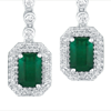 7.41ct.tw. Diamond And Emerald Earrings. Emerald 5.26ct.tw. 18KW DKE001205